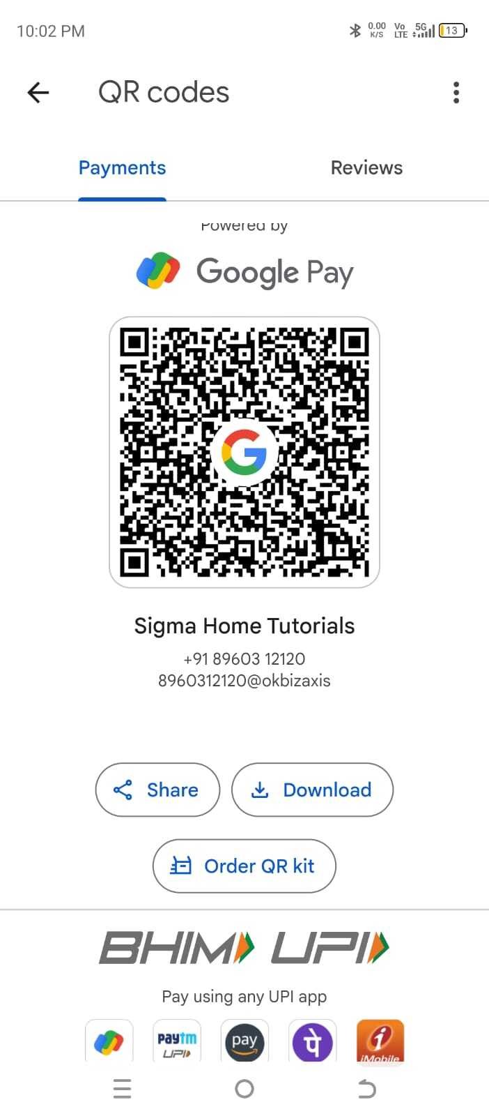Sigma Home Tutorials Google Pay QR Code